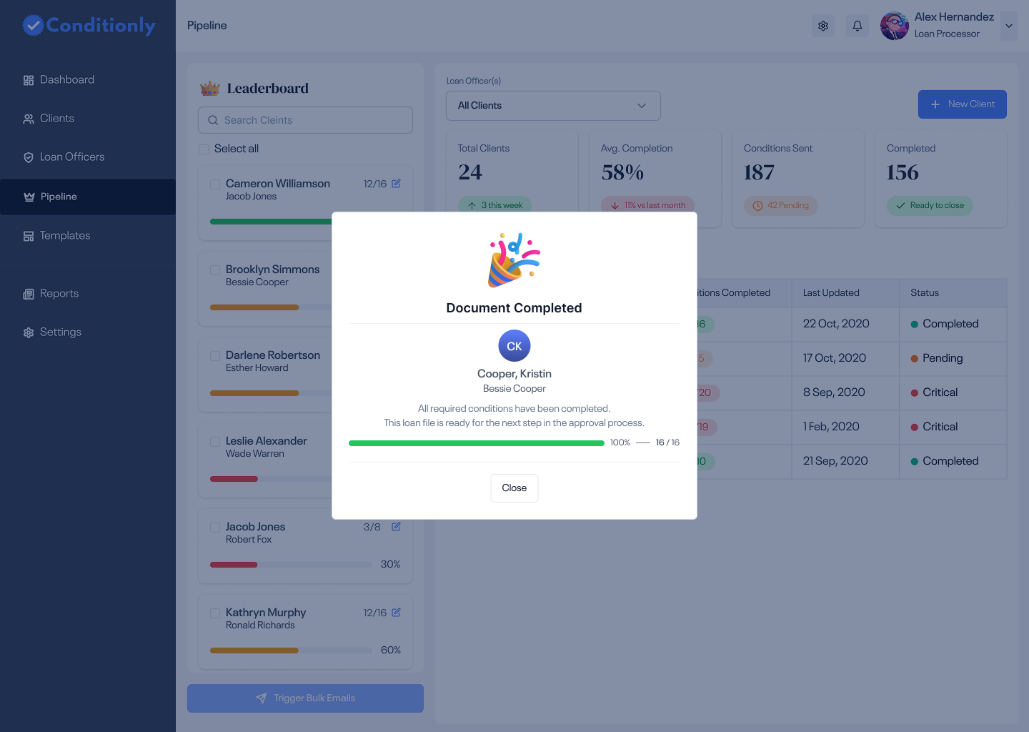 Document Completed Modal