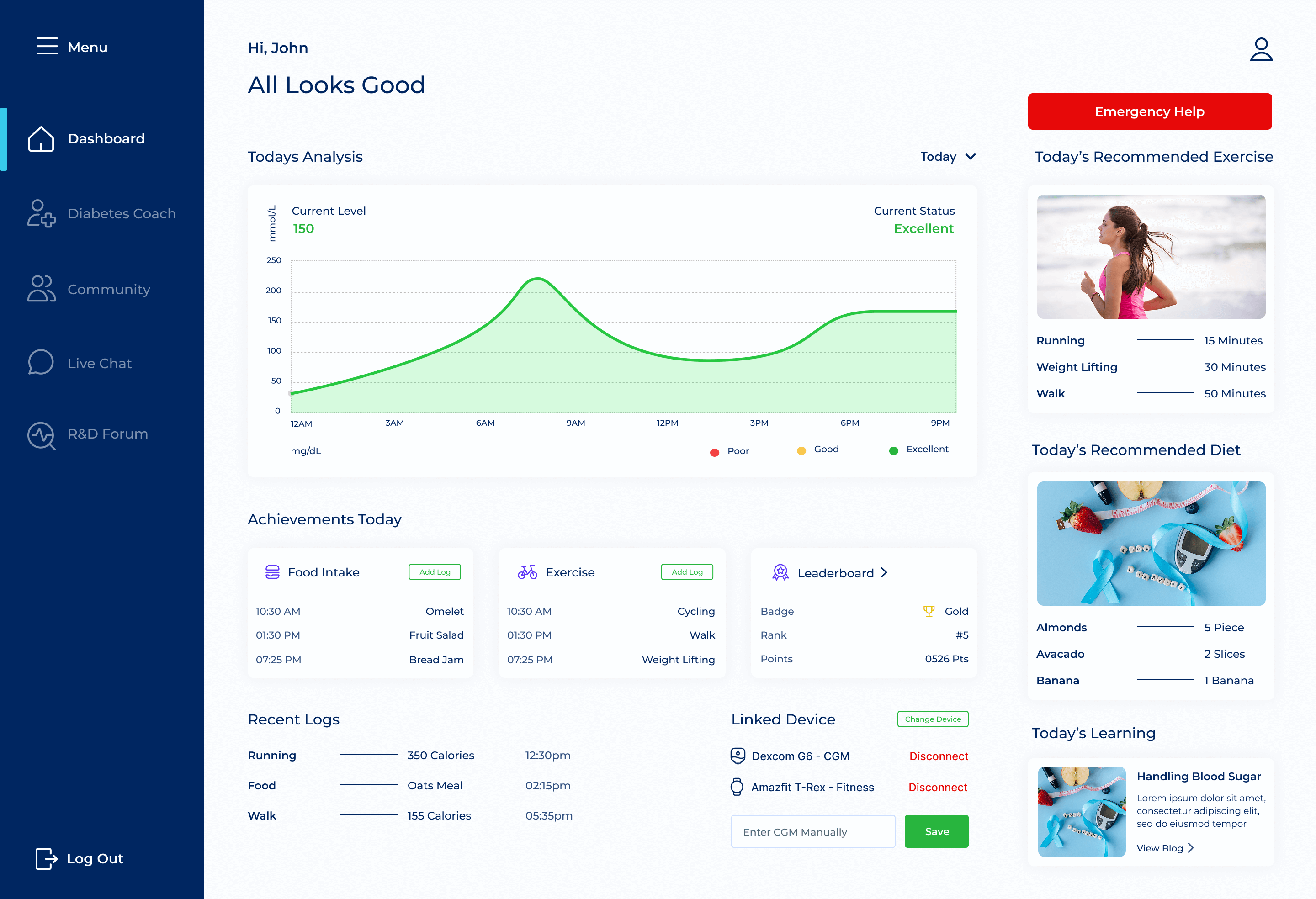 Diabetic Care — 8 core features